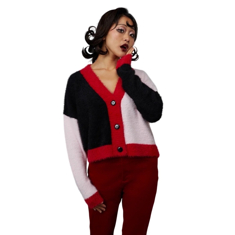 Black Friday Spirits Cardigan by Dangerfield Size S Emo Goth Grunge Colorblock